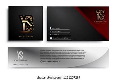 initial letter YS logotype company name colored gold elegant design. Vector sets for business identity on black background.