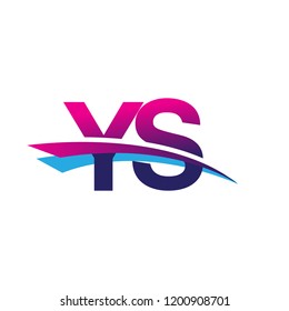 initial letter YS logotype company name colored blue and magenta swoosh design. vector logo for business and company