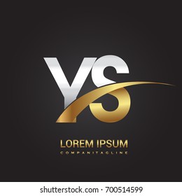 initial letter YS logotype company name colored gold and silver swoosh design. isolated on black background.