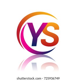 initial letter YS logotype company name orange and magenta color on circle and swoosh design. vector logo for business and company identity.