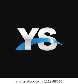 Initial letter YS, overlapping movement swoosh logo, metal silver blue color on black background