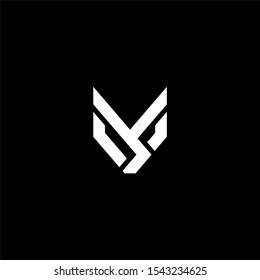 Initial letter YS or SY logo template with modern fox head symbol in flat design monogram illustration