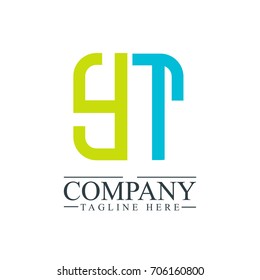 Initial Letter YT Linked Box Design Logo