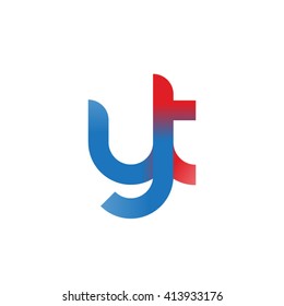 initial letter yt linked round lowercase logo blue red