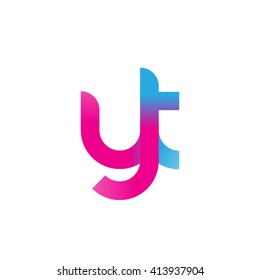 initial letter yt linked round lowercase logo pink blue purple