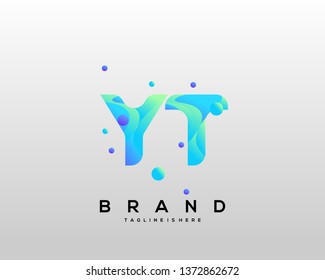 Initial letter YT logo with colorful background, letter combination logo design for creative industry, web, business and company. - Vector