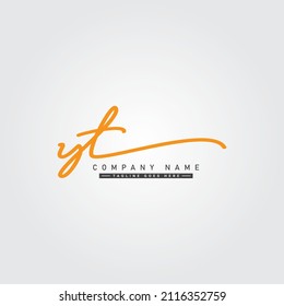 Initial Letter YT Logo - Handwritten Signature Style Logo