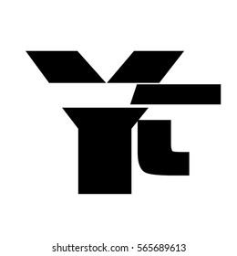 initial letter YT logo vector black color