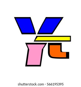 initial letter YT logo vector blue, black and yellow color