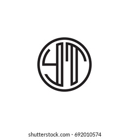 Initial letter YT, minimalist line art monogram circle logo, black color