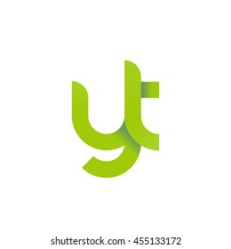 initial letter yt modern linked circle round lowercase logo green