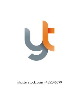 initial letter yt modern linked circle round lowercase logo orange gray
