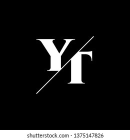 Initial Letter YT Monogram Sliced. Logo template isolated on black background