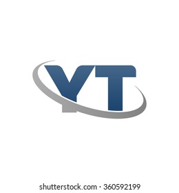 initial letter YT swoosh ring company logo blue gray
