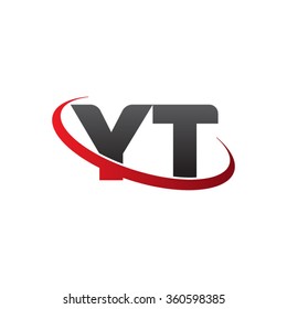 initial letter YT swoosh ring company logo red black