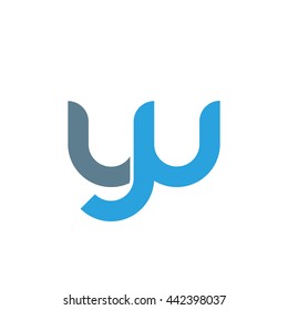 initial letter yu linked round lowercase logo blue