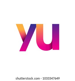 Initial Letter YU Logo Lowercase, magenta and orange, Modern and Simple Logo Design.