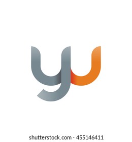 initial letter yu modern linked circle round lowercase logo orange gray
