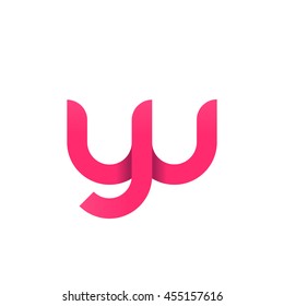 initial letter yu modern linked circle round lowercase logo pink