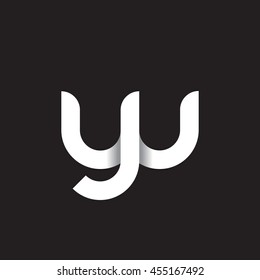 initial letter yu modern linked circle round lowercase logo white black