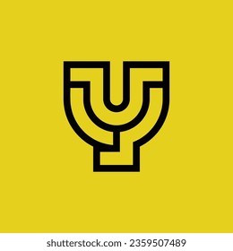 Letra inicial logotipo de monograma YU o UY