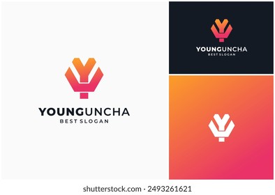 Initial Letter YU UY Monogram Modern Simple Geometric Vector Logo Design Illustration