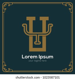 initial letter yu vintage style