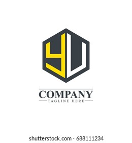 Initial Letter YU YV Hexagonal Design Logo