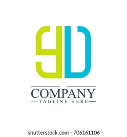 Initial Letter YU YV Linked Box Design Logo