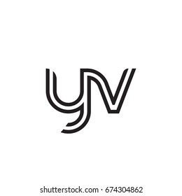 Initial letter yv, linked outline rounded lowercase, monogram black