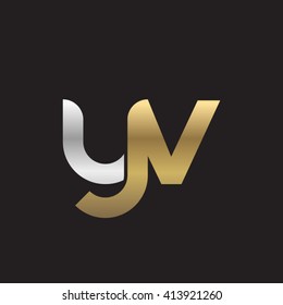initial letter yv linked round lowercase logo gold silver black background