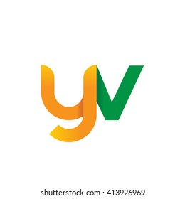 initial letter yv linked round lowercase logo orange green