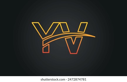 Initial Letter YV Logo Design With Swoosh. Creative And Modern YV Logo Design on Black Background.