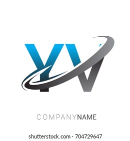initial letter YV logotype company name colored blue and grey swoosh design. logo design for business and company identity.