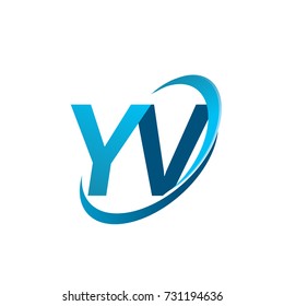 initial letter YV logotype company name colored blue swoosh design concept. vector logo for business and company identity.