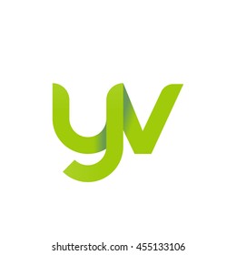 initial letter yv modern linked circle round lowercase logo green