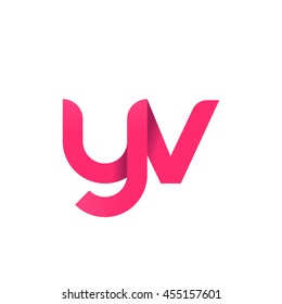 initial letter yv modern linked circle round lowercase logo pink