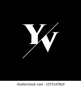 Initial Letter YV Monogram Sliced. Logo template isolated on black background