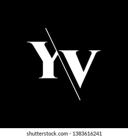 Initial Letter YV Monogram Sliced. Modern logo template isolated on black background