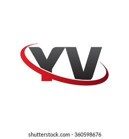 initial letter YV swoosh ring company logo red black