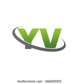 initial letter YV swoosh ring company logo green gray