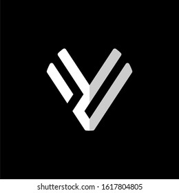 Initial letter YV, VY or YC logo template with sporty geometric straight line art illustration in flat design monogram symbol