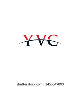 Initial letter YVC, overlapping movement swoosh horizon logo company design inspiration in red and dark blue color vector