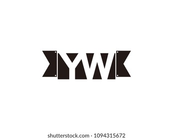 Initial letter yw black ribbon logo design