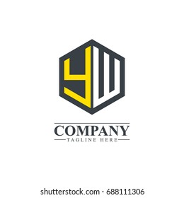 Initial Letter YW Hexagonal Design Logo