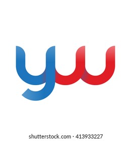 initial letter yw linked round lowercase logo blue red