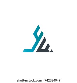 Initial Letter YW Linked Triangle Design Logo