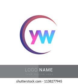 initial letter YW logotype company name, coloreful and swoosh design. vector logo for business and company identity.