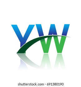 initial letter YW logotype company name colored blue and green swoosh design. vector logo for business and company identity.
