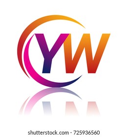 initial letter YW logotype company name orange and magenta color on circle and swoosh design. vector logo for business and company identity.